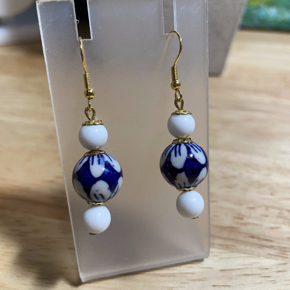 Adorable Cottage Core Floral Ceramic Artisan Handmade Earrings 2” L